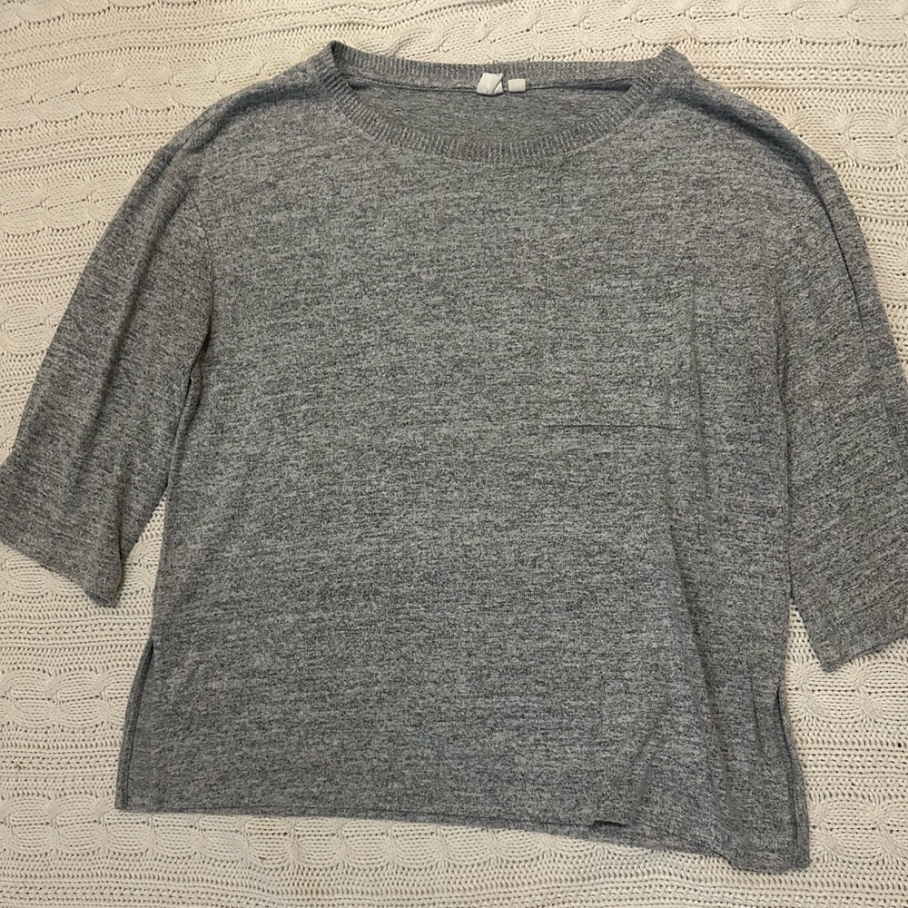 Gap softspun gray 3/4 sleeve sweater size large